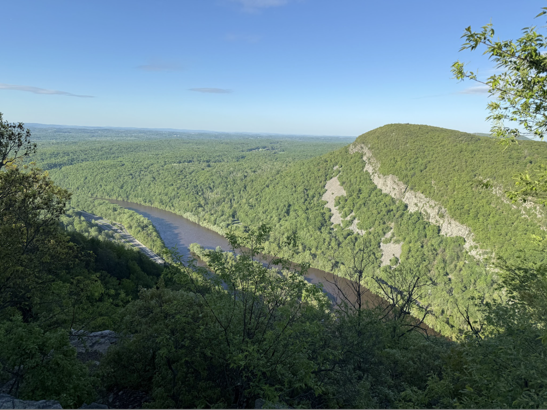 Picture from on a mountain overlooking a river.